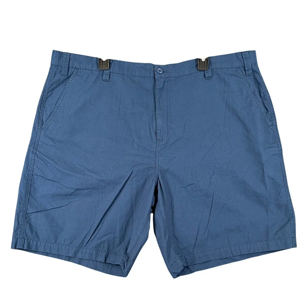 Eddie Bauer Performance Chino Shorts Mens 42 Blue Flat Front Casual Everyday